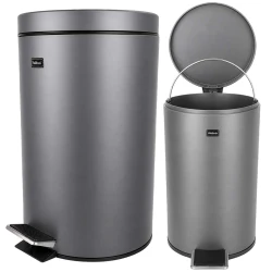 Lixeira com pedal 12 litros inox cinza