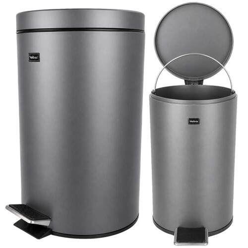 Lixeira com pedal 12 litros inox cinza