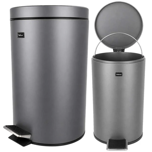Lixeira com pedal 12 litros inox cinza