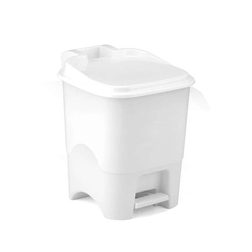 Lixeira com pedal 15 litros quadrada branca Plasmont