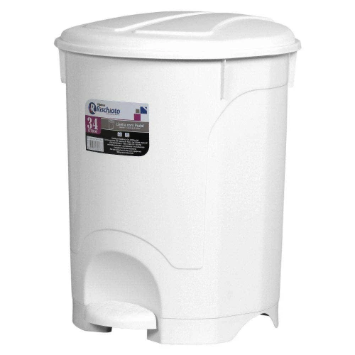 Lixeira com pedal 34 litros branca Rischioto