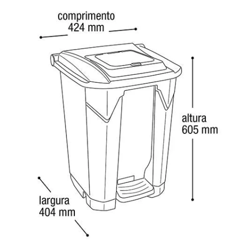 Lixeira com pedal e rodinha 60 litros click branca Arqplast