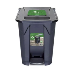 Lixeira com pedal e rodinha 60 litros click preto Arqplast