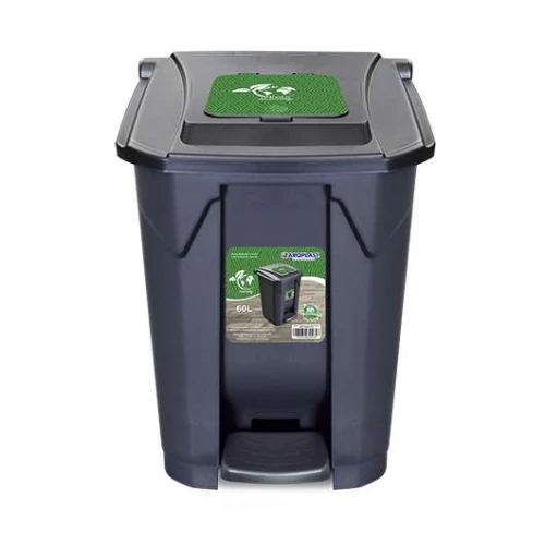 Lixeira com pedal e rodinha 60 litros click preto Arqplast