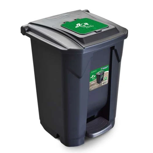 Lixeira com pedal e rodinha 60 litros click preto Arqplast
