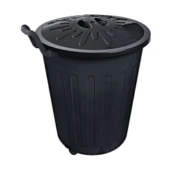 Lixeira com tampa 100 litros com rodinha preta Arqplast