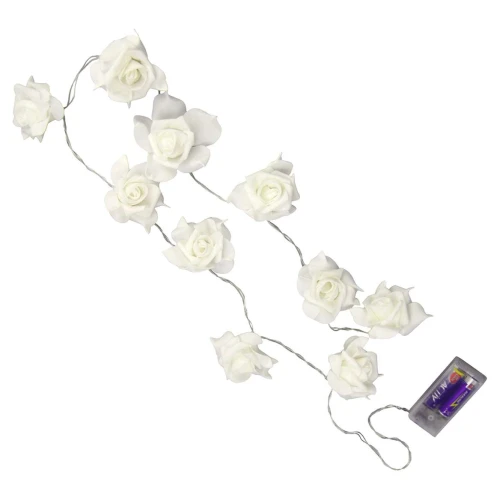 Luminária cordão com led flor branca 02 metros à pilha