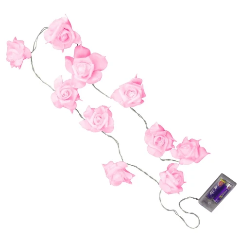 Luminária cordão com led flor rosa 02 metros à pilha