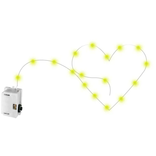 Luminária de cordão de led amarelo a pilha 2 metros