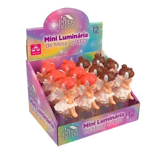 Luminária de mesa mini anjo bailarina led 11cm