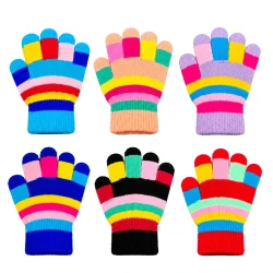 Luva de lã infantil colorida listras 13cm