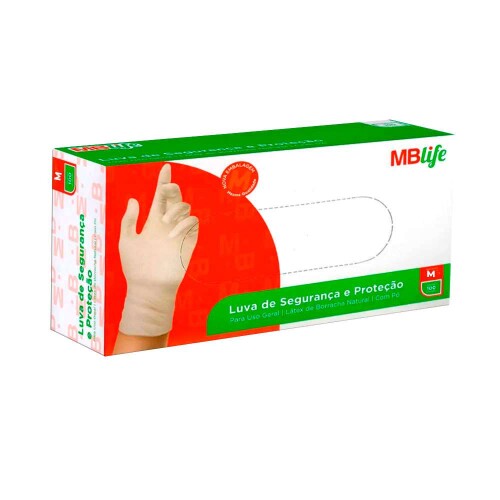 Luva latex com amido M com 100 unidades