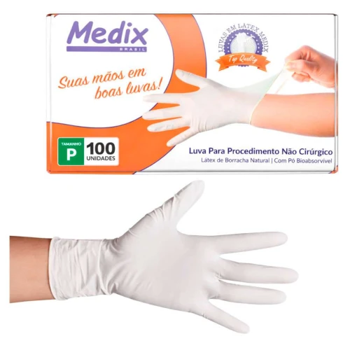 Luva latex com amido P com 100 unidades