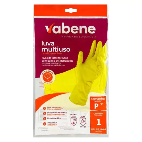 Luva multiuso forrada limpeza leve tamanho P Vabene