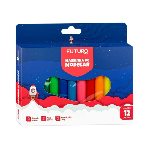 Massa de modelar 180 gramas com 12 unidades Futuro Massa de modelar 180 gramas com 12 unidades Futuro