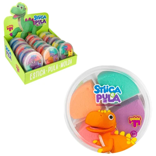 Massa de modelar 20g Dinossauro estica e pula coloridas