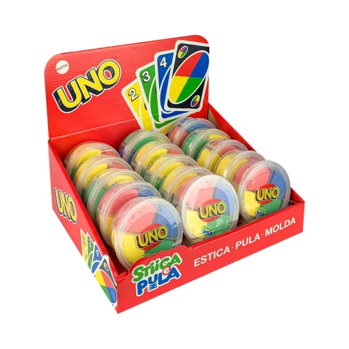 Massa de modelar 20g Uno estica e pula coloridas Doce Brinquedo