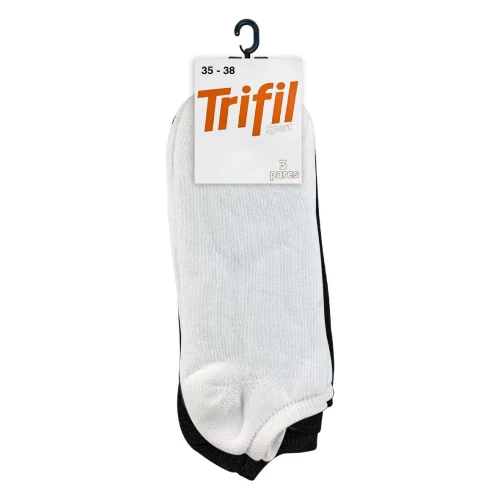 Meia esportiva cano curto com 03 pares tamanho 35 ao 38 sortidas Trifil