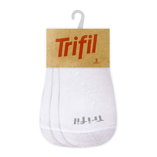 Meia esportiva cano curto com 03 unidades tamanho 39 ao 44 branca Trifil