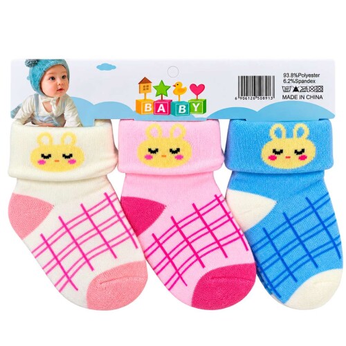 Meia infantil bebe menina tamanho 0 a 6meses kit 3 pares Meia infantil bebe menina tamanho 0 a 6meses kit 3 pares