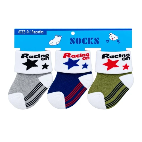 Meia infantil bebê menino tamanho 0 a 6 meses kit 3 pares