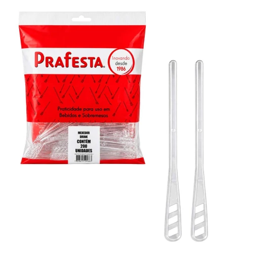 Mexedor plástico 11cm para café/chá com 200 unidades Prafesta