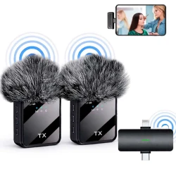 Microfone de lapela usb mini com 02 receptor mm-f15-2