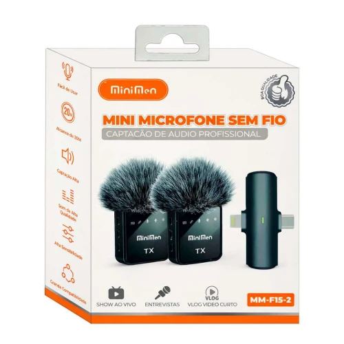 Microfone de lapela usb mini com 02 receptor mm-f15-2 Microfone de lapela usb mini com 02 receptor mm-f15-2