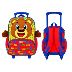 Mochila com rodinha ursinho 40x30cm
