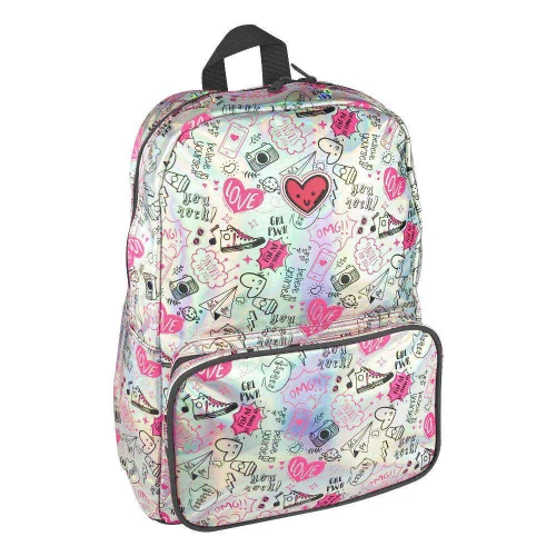 Mochila feminina decorada metalizada 43x30cm sortida Clio Style