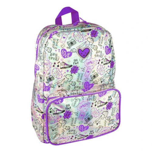 Mochila feminina decorada metalizada 43x30cm sortida Clio Style