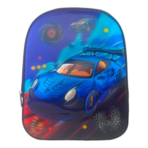 Mochila infantil carrinhos 3D alto relevo 32x28cm