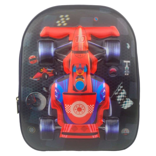 Mochila infantil carrinhos 3D alto relevo 32x28cm