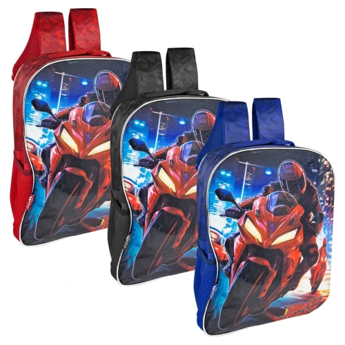 Mochila infantil menino Standard Moto 42x30cm sortido Wincy