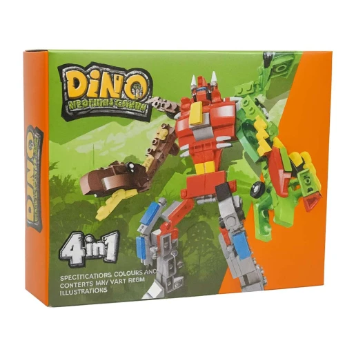 Monte brinque 4 em 1 50 peças dino robo