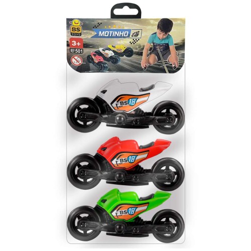Moto plástica motinho 10cm com 03 unidades