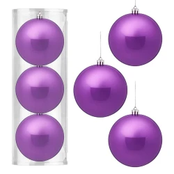 Natal bola lisa 8cm cores sortidos com 03 unidades