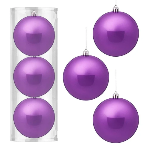 Natal bola lisa 8cm cores sortidos com 03 unidades