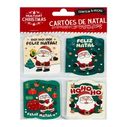natal cartão mini com cordão para pendurar com 4 uidades