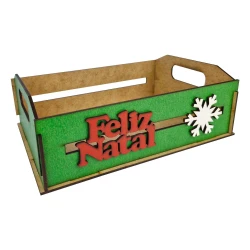 Natal bandeja decorada mdf 24x16x7,5cm sortida