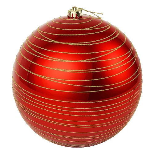 Natal bola com gliter aspiral 20cm vermelha Rio Master