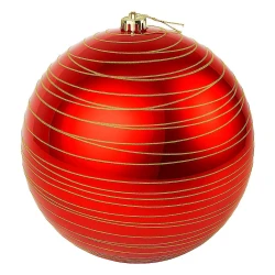 Natal bola com glitter aspiral 15cm vermelha Rio Master