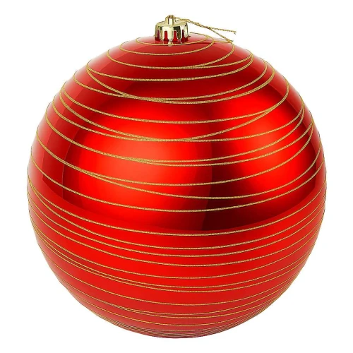 Natal bola com glitter aspiral 15cm vermelha Rio Master