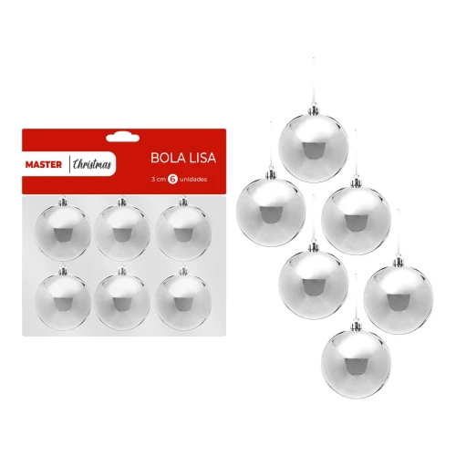 Natal bola lisa 3cm com 06 unidades sortido Rio Master