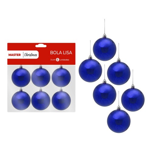 Natal bola lisa 3cm com 06 unidades sortido Rio Master