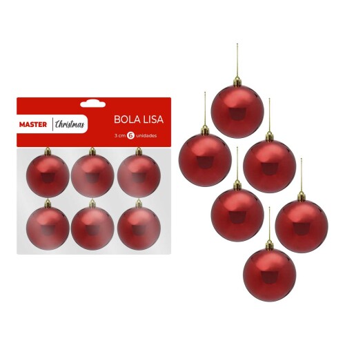 Natal bola lisa 3cm com 06 unidades sortido Rio Master