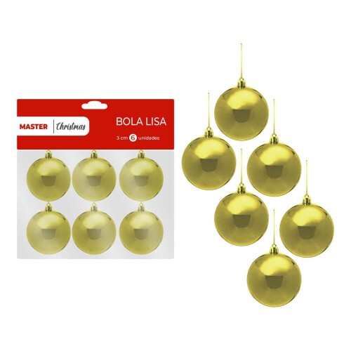 Natal bola lisa 3cm com 06 unidades sortido Rio Master