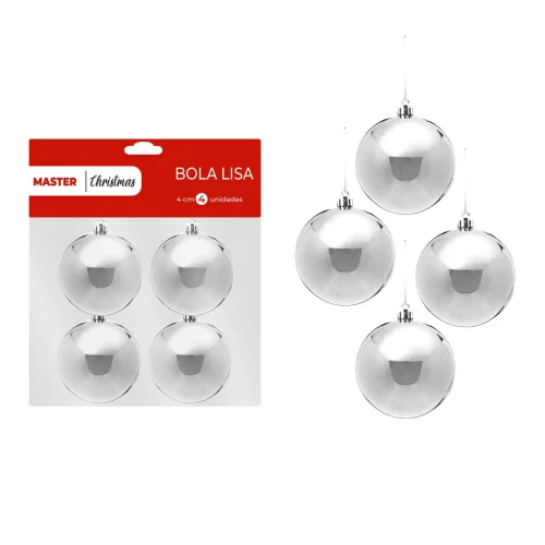 Natal bola lisa 4cm com 4 unidades sortidas Rio Master