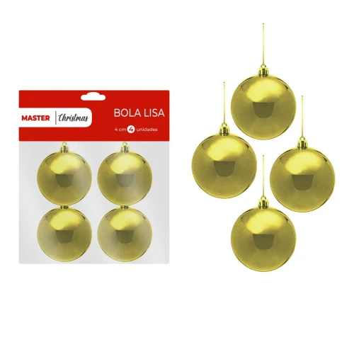 Natal bola lisa 4cm com 4 unidades sortidas Rio Master