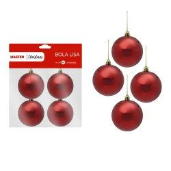 Natal bola lisa 4cm com 4 unidades sortidas Rio Master